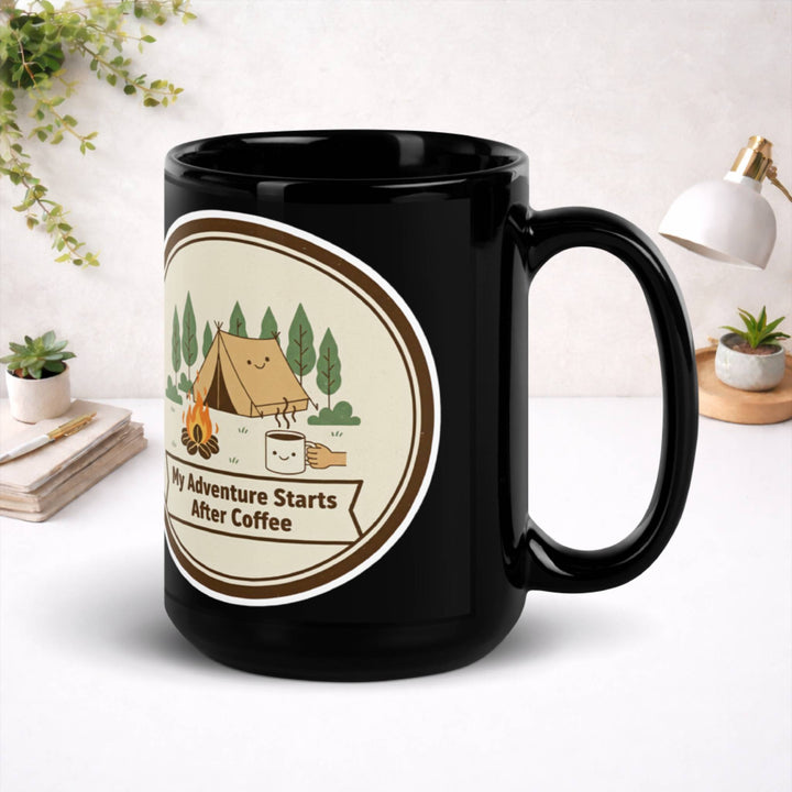 No Trails Before Coffe - Black Glossy Mug