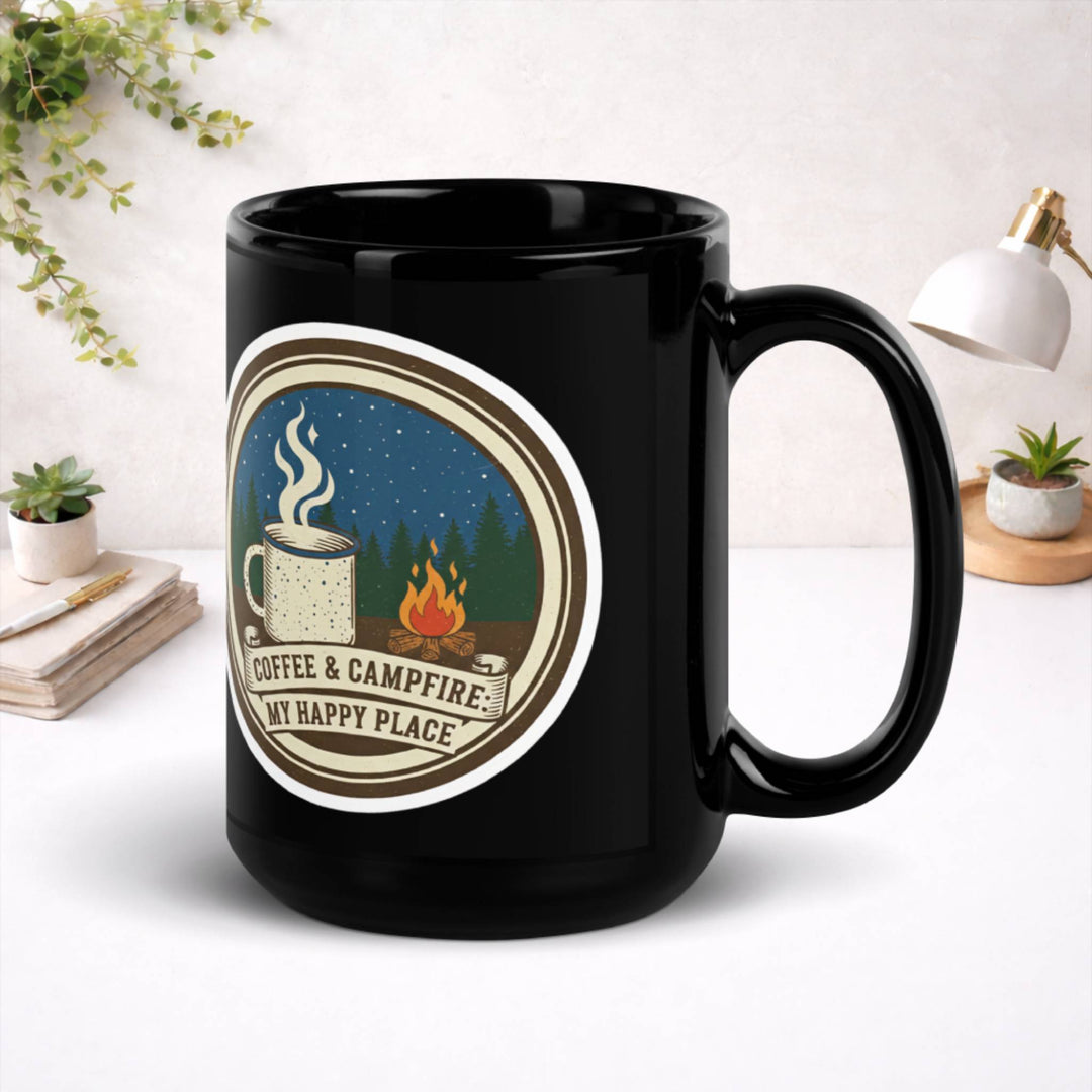 Nature Called. I Brought Coffee. - Black Glossy Mug